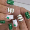 Cross-border Europe and the United States nail green glitter lucky grass wear a St. Patrick's Day nail nail patch wholesale