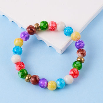 European and American Colorful Glass Bead Bracelets Yoga Balance Imitation Volcanic Stone Beads Elastic Rope Beads Bracelets Hand Accessories