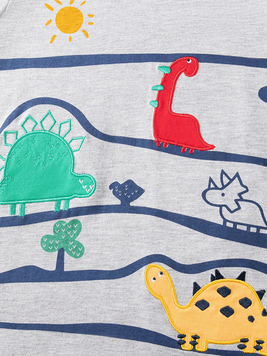 Boys' Short-Sleeve Set Wholesale from Source Factory, Summer Cute Cartoon Dinosaur Kids' Outfit