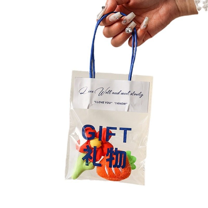 Cultural and Creative Festival Tote Bag Transparent New Year Christmas Small Toy Stationery Accessories Store Bag Packaging Bag Gift Bag