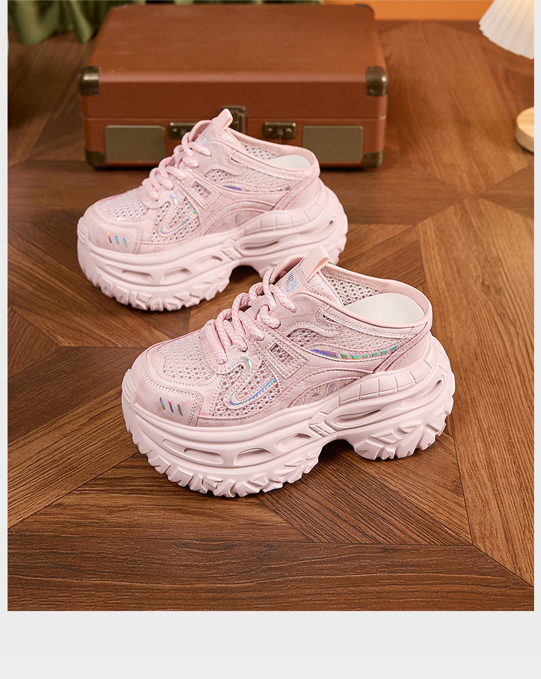 Sandal cao gót nữ hở mũi quai ngang đế dày, gót siêu cao 8 cm, phong cách trẻ trung — Trắng, Xám, Hồng chi tiết 22