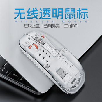 New Transparent Bluetooth Mouse Rechargeable Dual-Mode Silent Button Wireless Business Office Gaming Notebook Mouse
