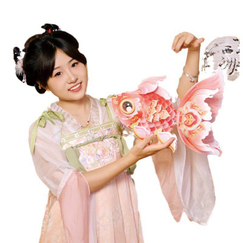 Year of the Horse New Year Lanterns Glowing Koi Goldfish Lanterns Children's DIY Craft Materials Lantern Festival Handheld Lanterns for Stall Selling