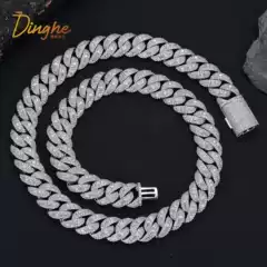 European and American Hip-Hop 15mm Mixed Zircon Cuban Chain Full-Encrusted Necklace Men's Street Rap Rapper Trendy Brand