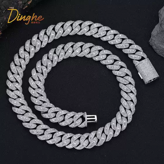 European and American Hip-Hop 15mm Mixed Zircon Cuban Chain Full-Encrusted Necklace Men's Street Rap Rapper Trendy Brand