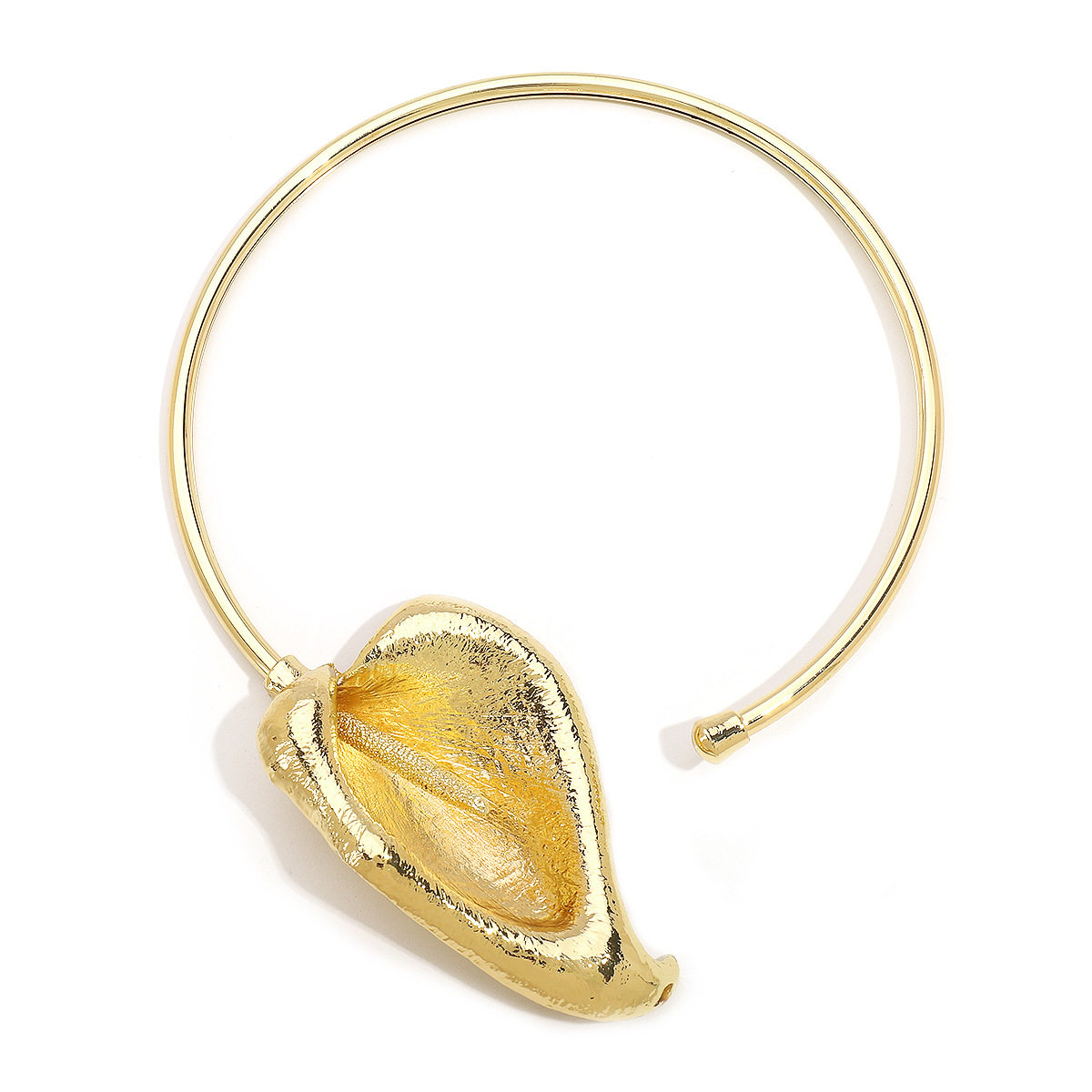 N12144 European and American Exaggerated Poplar Leaves Three-dimensional Metal Wind Collar Light Luxury Retro Niche High-end Necklace for Women