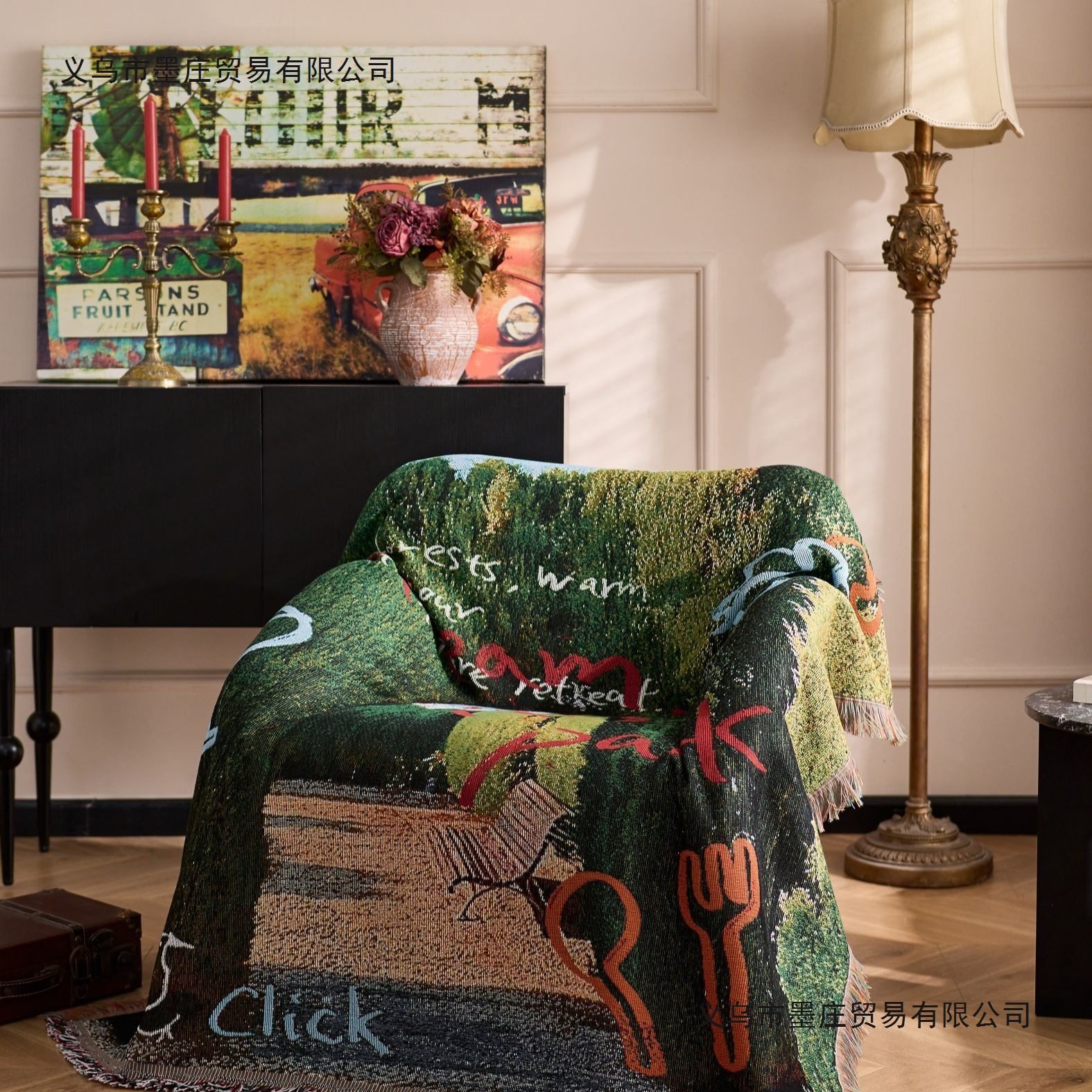 New Ins Style Multifunctional Thread Blanket Camping Style Bedroom Living Room Cotton Thread Blanket Sofa Cushion Blanket Decorative Sofa Cover