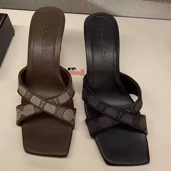 Coa Square-Toe Cross-Strap Slip-On Summer Versatile Outdoor Casual Wedge Slippers Cross-Border Trade