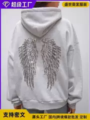 Women's Fashion Hoodie with Sequin Wings Embroidery - Casual Set for Cross-border E-commerce & Amazon