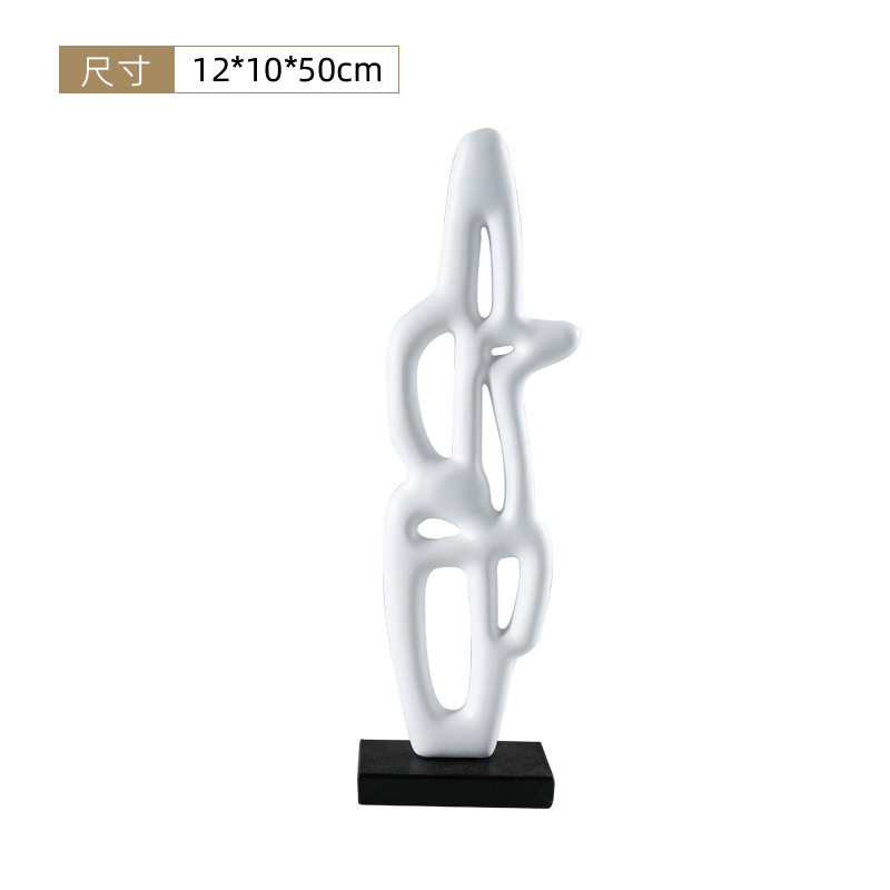 现代简约黑色不规则树脂摆件客厅样板房家居饰品室内软装装饰摆设