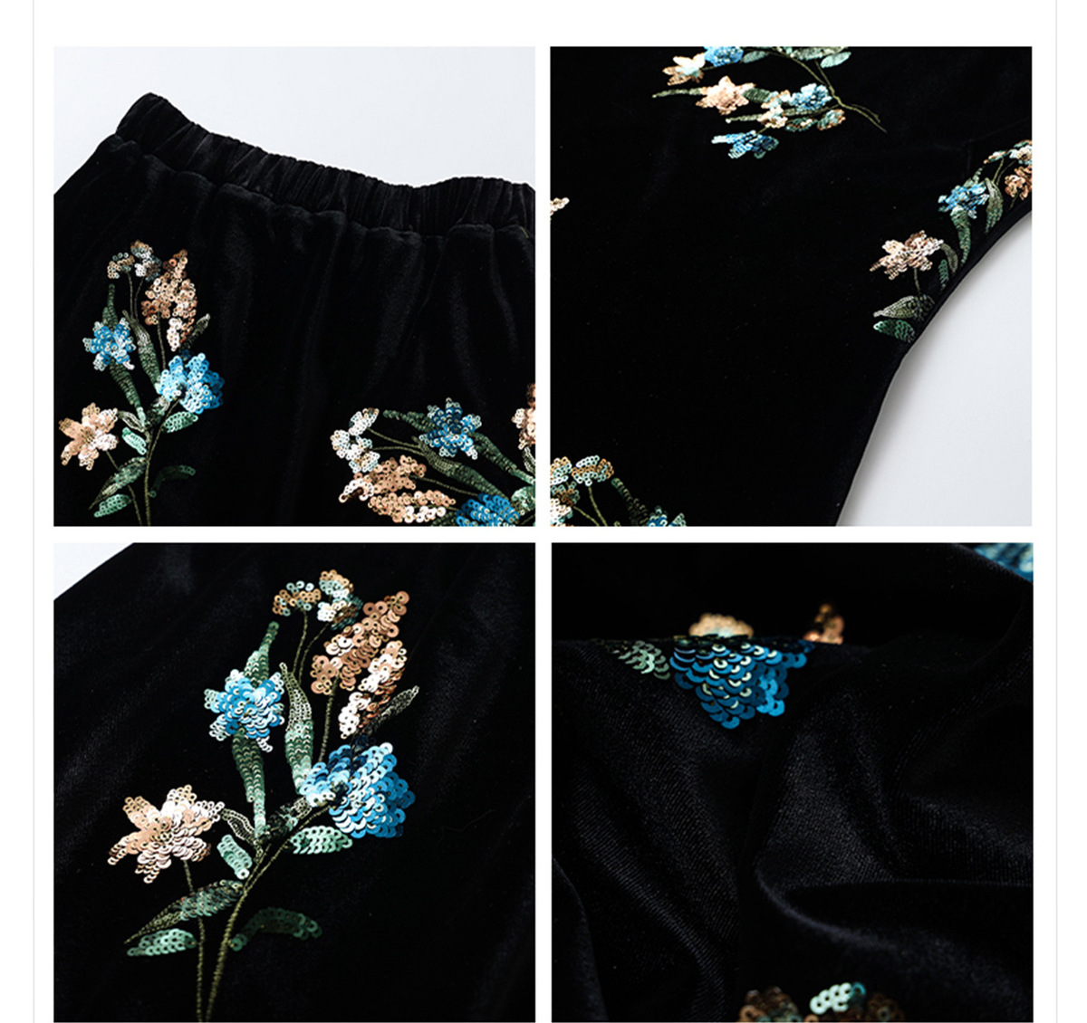 Bộ vest và chân váy dài dáng đuôi cá thêu hoa đính sequin sang trọng — Váy thêu (giao hàng trong 7 ngày), Váy thêu (giao hàng trong ngày), Áo vest thêu (giao hàng trong 7 ngày), Áo vest thêu (giao hàng trong ngày)