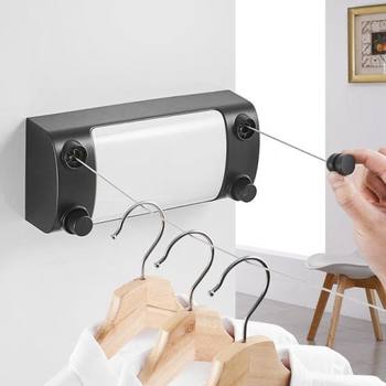 Retractable Clothesline for Balcony, Indoor Bathroom, 304 Steel Wire Clothesline, Wall-Mounted, Retractable, No Drilling Required for Drying