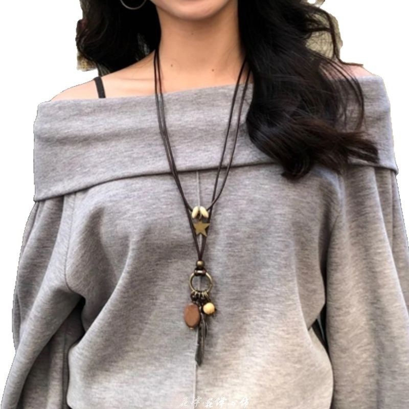 Korean Version Diy! Original Korean Version Ins Ocean Star Long Necklace Niche Retro Versatile Necklace Neck Accessory