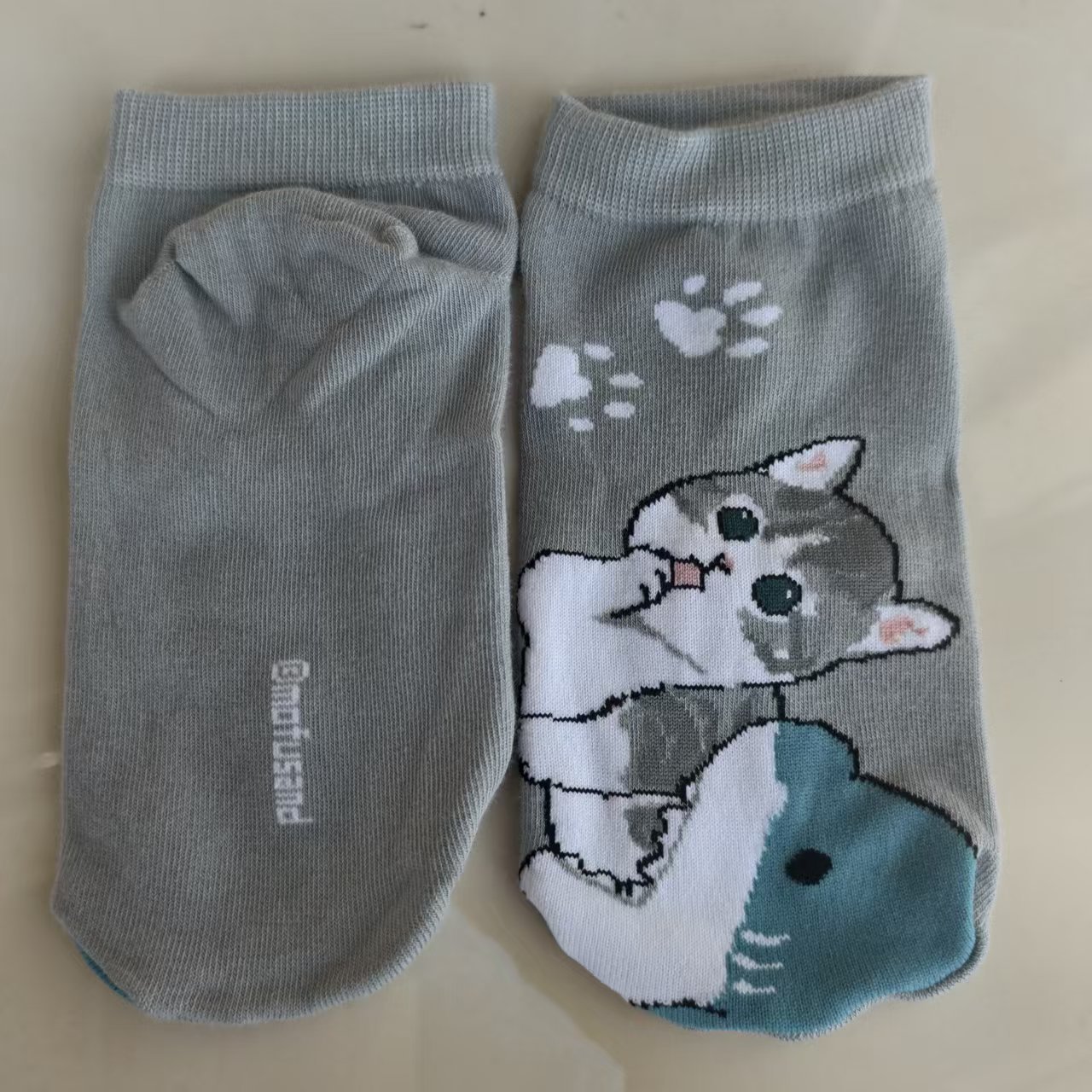 日单mofusand鲨鱼猫库存炸虾猫系列外贸出口女卡通棉袜短袜可爱袜