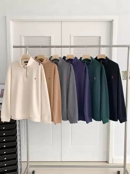 Cross-Border Supply Ralph Lauren Pony Logo Stand Collar Half-Zip Sweatshirt Trendy Brand High-End Men's Sweatshirt Ralph Lauren Jacket