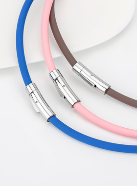 欧美风负离子平衡能量项圈抗辐射锗钛运动硅胶项圈保健环防水项链