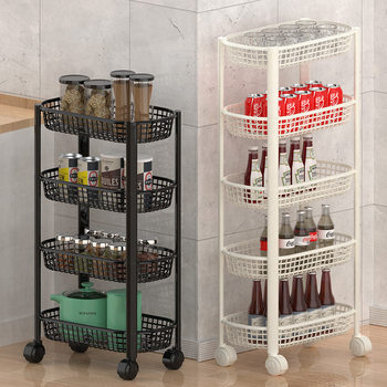 Kitchen Storage Rack Snack Rack Floor-Standing Bathroom Dormitory Vegetable Basket Trolley Bedroom Bedside Mobile Bookshelf