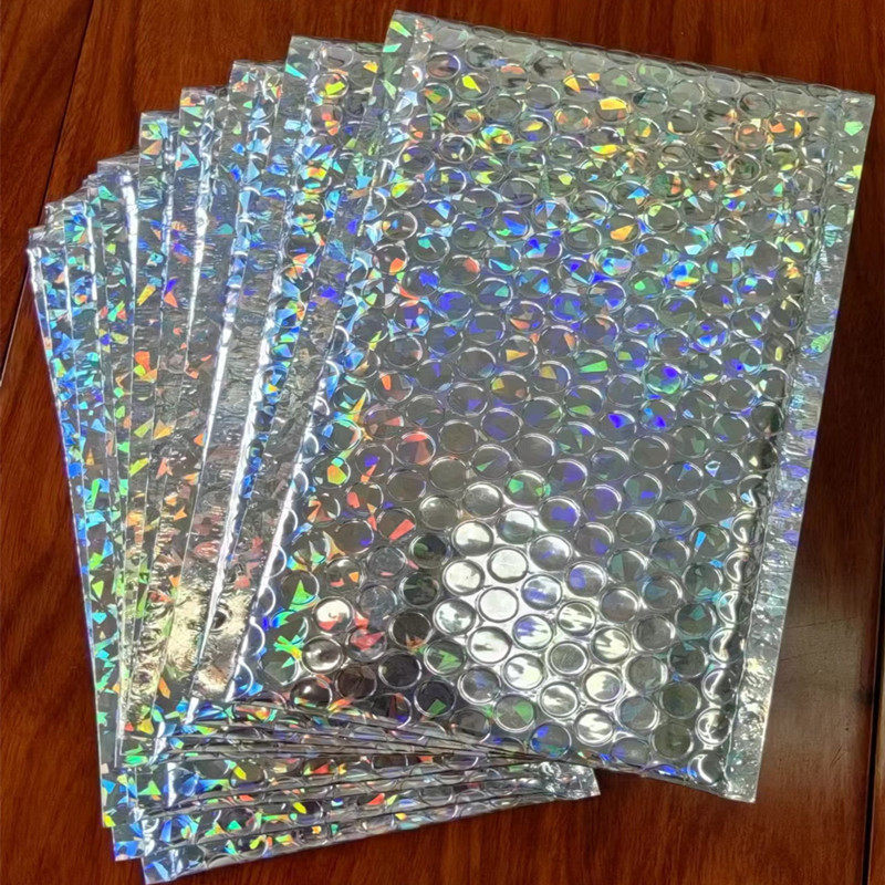 In-Stock Low-Priced Colorful Laser Aluminum-Coated Bubble Bags Self-Adhesive Envelope Bags Clothing Decorations Express Packaging Bags