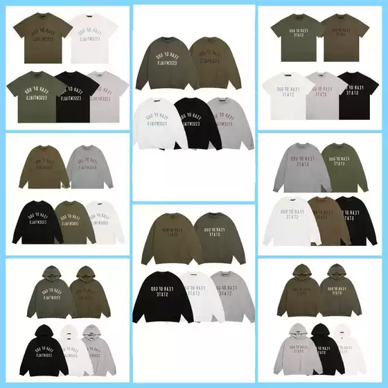 Spring and summer new FOG ICON line letter printing round neck pullover short sleeve men and women fleece-lined hoodie
