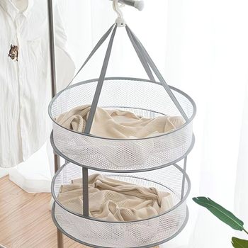 Upgraded Clothes Drying Basket, Socks Drying Net, Intimates Drying Net, Sweater Flat Drying Net, Windproof Hook Drying Basket