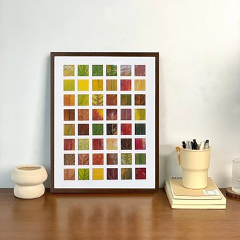 Solid Wood Fallen Leaf Grid Photo Frame 48 Grid Leaf Specimen for Couples and Besties Framed Large Size Grid Photo Frame