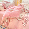 Snow velvet four-piece winter padded warm coral velvet double-sided velvet quilt cover 3D three-dimensional cartoon milk velvet wholesale