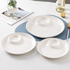 Wholesale Pure White Ceramic Dumplings Plate with Vinegar Dish White Burning Shrimp Plate Salmon Sashimi Round Denier Dish Plate