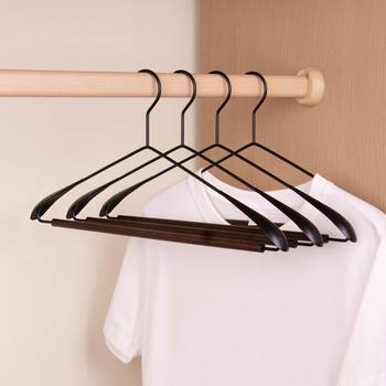 Beech Wood Wrought Iron Wide Shoulder Hanger, Seamless Pants Rack, Wardrobe Home Storage, Multifunctional Drying, Widened Metal Clothes Support