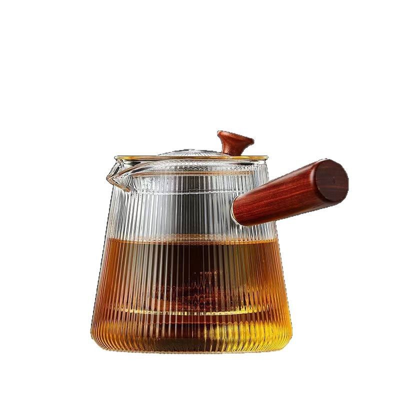 Side-Handle Glass Teapot, High Temperature Resistant and Thickened, Household Electric Ceramic Stove, Heat-Resistant Filter Tea Set, Tea Set