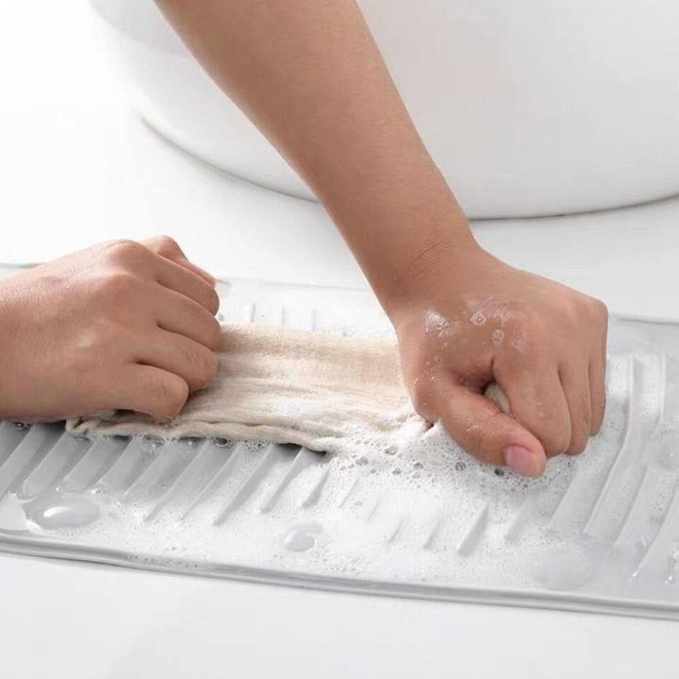 Silicone Washboard Laundry Board Household Foldable Soft Anti-Slip Suction Cup Mat Portable Washboard