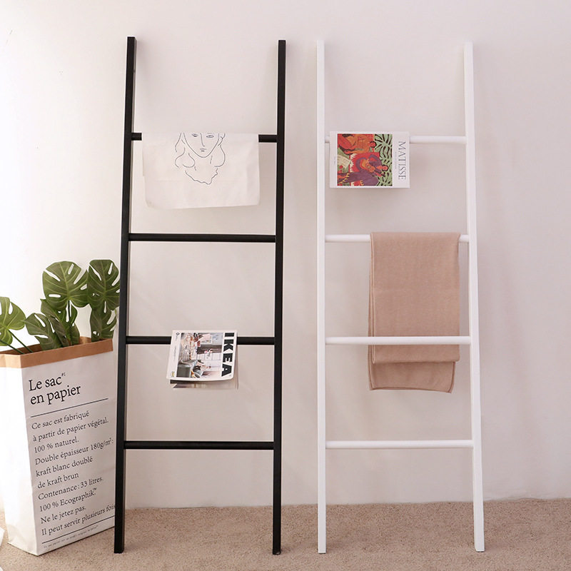 Solid wood floor hanger space-saving bathroom towel rack clothes shooting wall background rack trapezoidal display rack