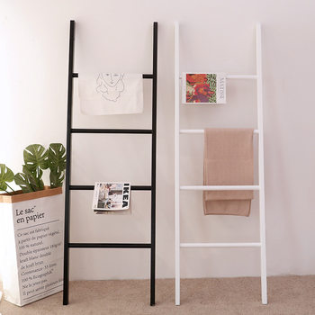 Solid wood floor hanger space-saving bathroom towel rack clothes shooting wall background rack trapezoidal display rack