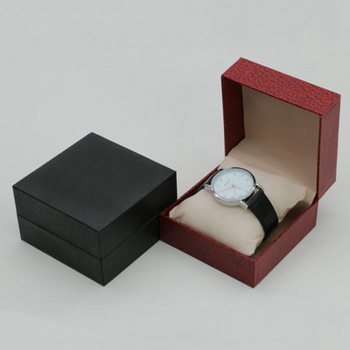 Leather Watch Box Bracelet Storage Display Watch Box Packaging Single Discount Flip Imitation Leather Pebbled Watch Box