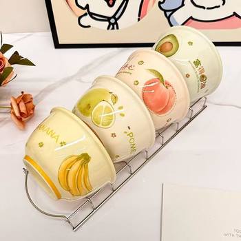 Fruit Series Cute Eating Household Ceramic Rice Bowls High-Value Underglaze Color Tableware Set Steamable Dessert Bowls