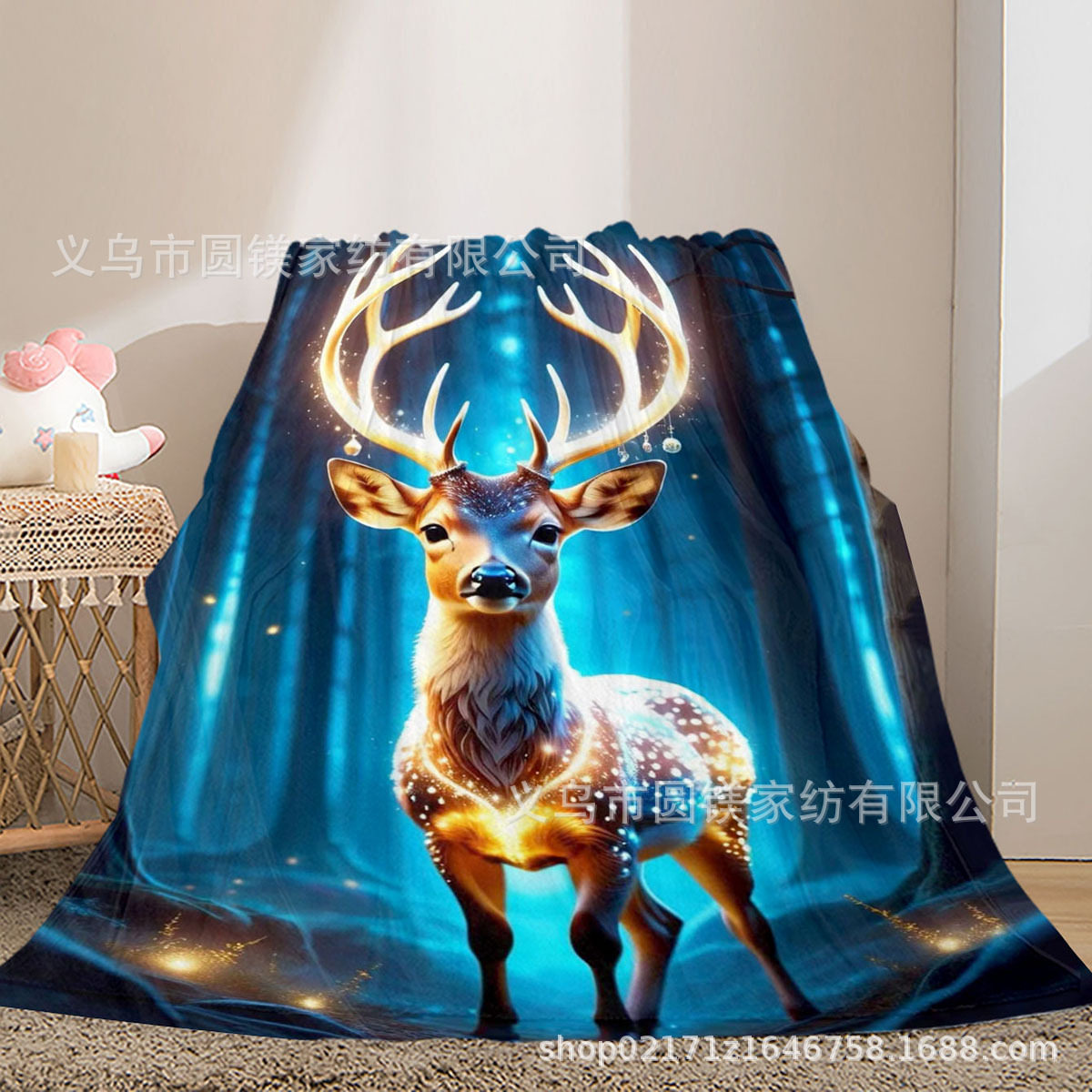 Animal Deer Print Four Seasons Casual Flannel Blanket, Lunch Break Blanket, Air Conditioning Blanket