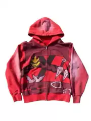 2025 European and American Export Stylish Anime 3D Digital Printing Hooded Zipper Sweatshirt Long-Sleeved Pullover Hoodie Trendy