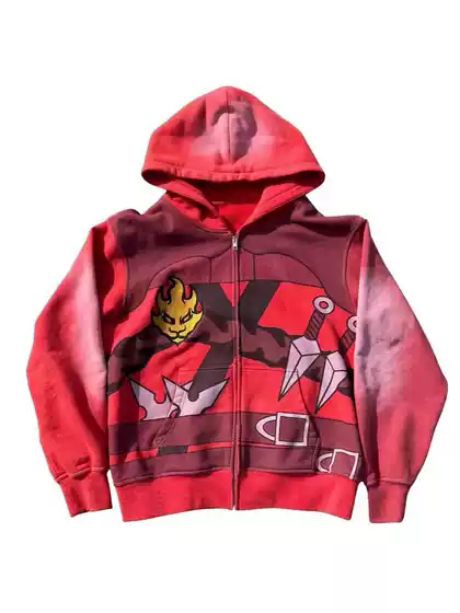 2025 European and American Export Stylish Anime 3D Digital Printing Hooded Zipper Sweatshirt Long-Sleeved Pullover Hoodie Trendy
