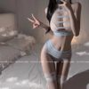 Ge Meng sexy underwear sexy hollow mesh perspective split suit tear-free mesh uniform women's