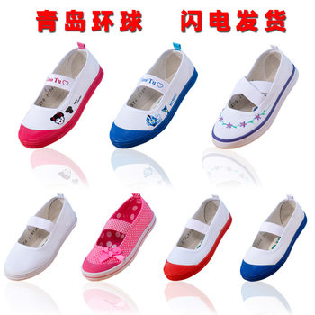 Dance Shoes Baby Children's Gymnastics Shoes Kindergarten Indoor White Shoes Men's and Women's Sneakers Factory Direct Sales Canvas Shoes