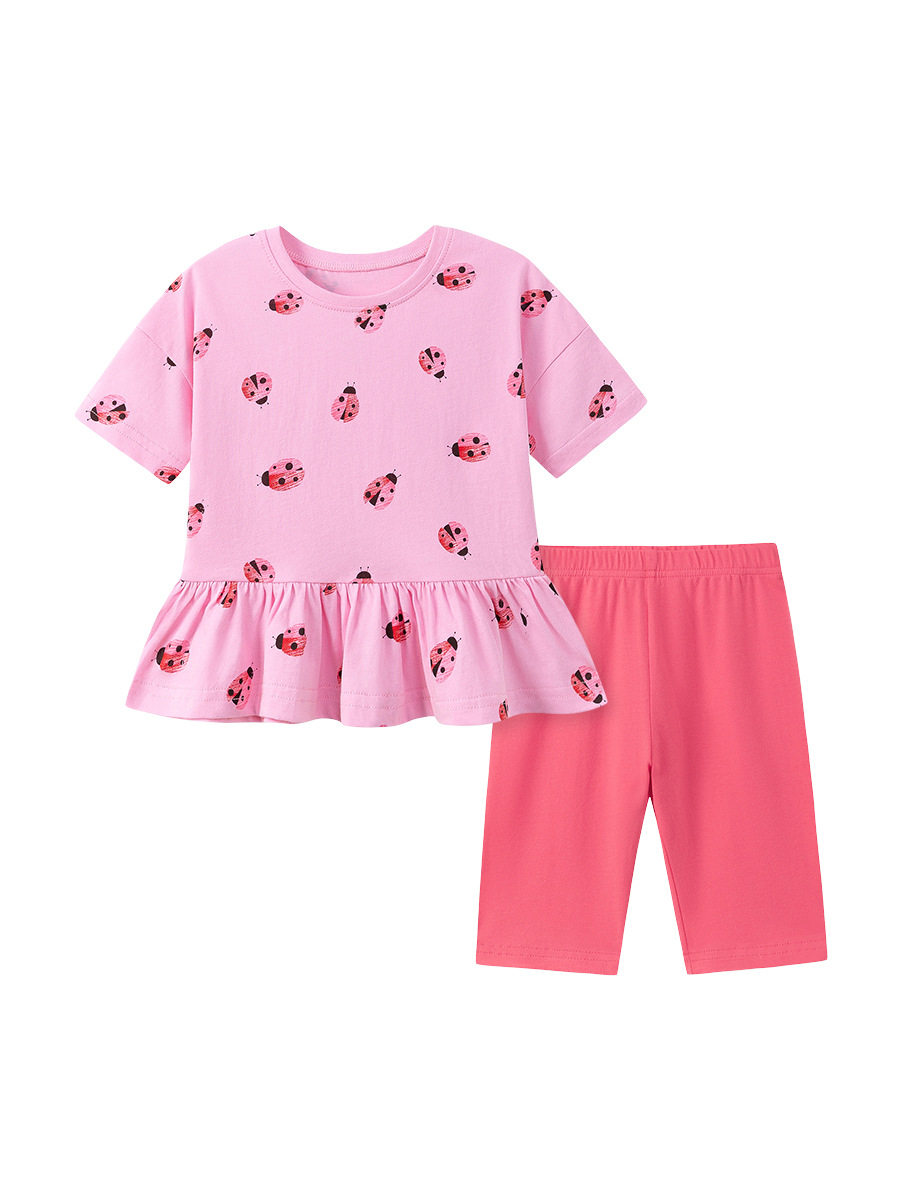 Girls' Summer Short-Sleeve Set, Cute Baby Two-Piece Outfit, Style Kids' Wear