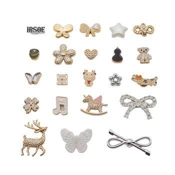 Factory Direct Sales DIY Clogs Shoe Buckles with Diamond Unicorn Pony with Diamond Four-Leaf Clover Decorative Buckles in Various Styles
