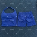 Deep sea blue square neck vest shorts suit