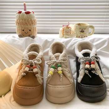 2025 New Autumn and Winter Thick-Soled Korean Style Retro Fur All-In-One Snow Boots for Women Fleece-Lined and Thickeneded Fur Birkenstocks