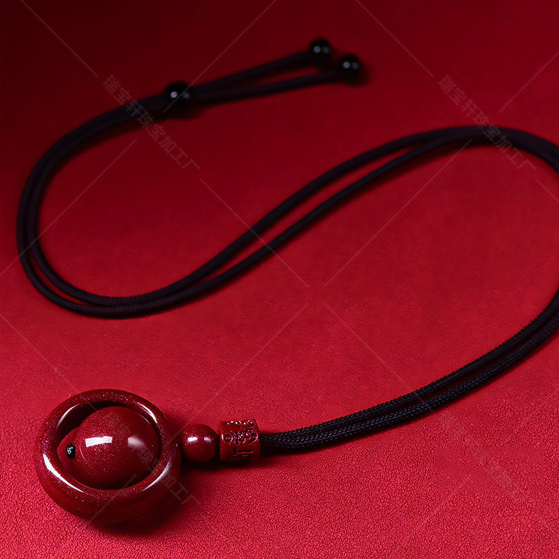 Purple Gold Sand Cinnabar Six-Character Mantra Pendant Necklace for Men and Women, Fortune-Turning Amulet Jewelry Wholesale