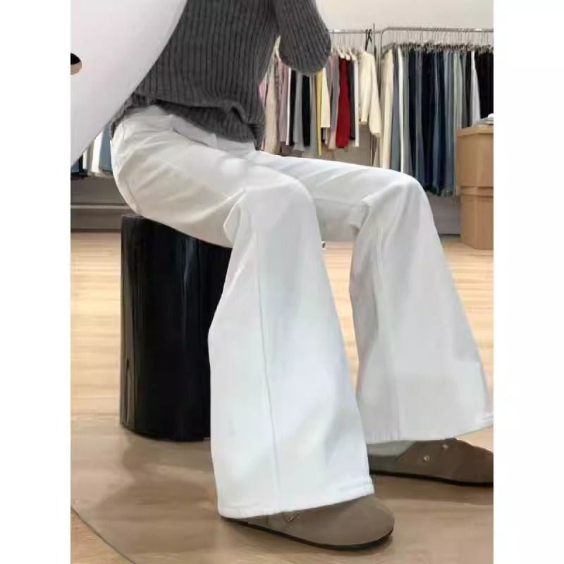 White Low Rise Flared Jeans for Women Vintage Loose Fit Spring Fashion low MOQ customizable