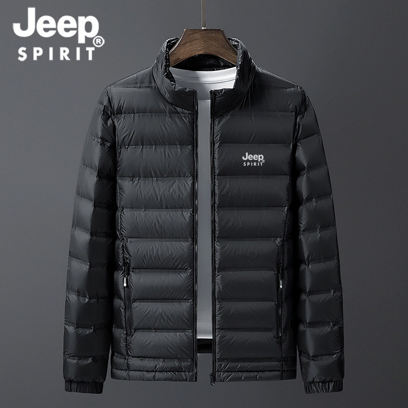 JEEP SPIRIT Lightweight Down Jacket Men's Short Autumn and Winter New Loose Large Size Warm White Duck Down Jacket for Men