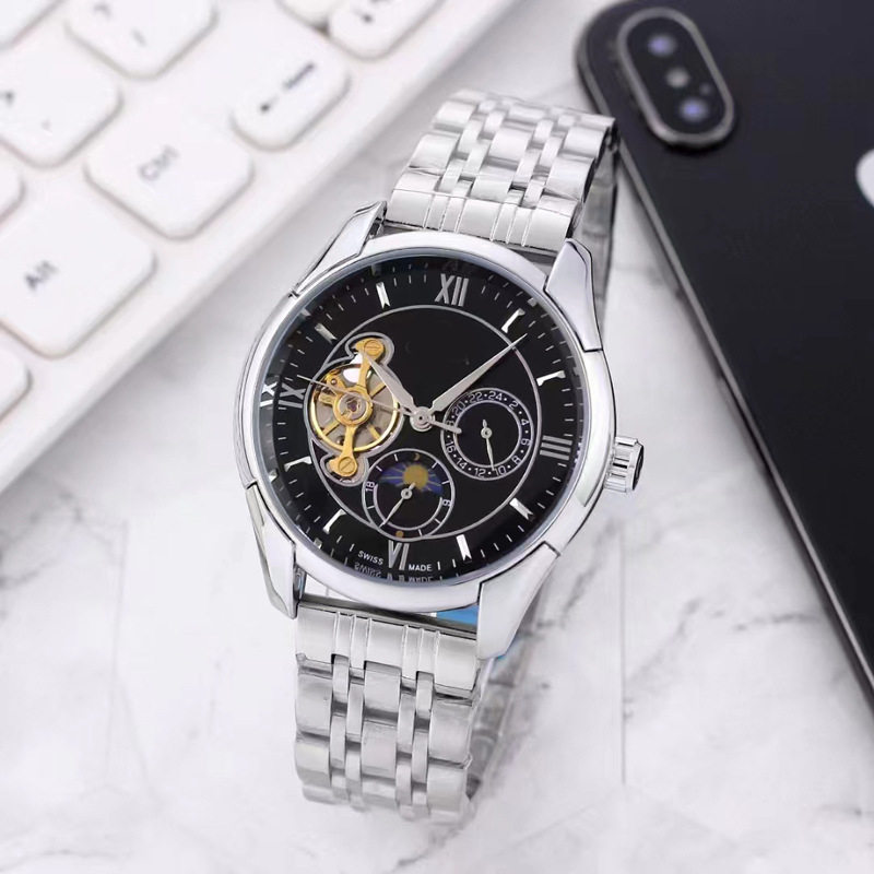 2023 Foreign Trade New European Brand Fully Automatic Mechanical Six-pin Steel Men's Fashion Watch Hollow Surface Men's Moon Phase