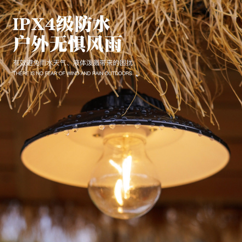 Cross-Border Camping Lamp, Outdoor Portable Dual Light Source Rechargeable Portable Lamp, Warm Light Tungsten Filament Camping Atmosphere Lamp, Lighting Lamp