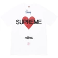 Heart print short sleeve tee / white