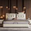 Modern Simple Home Double Master Bedroom Large Bed with Drawers Multi-Functional Soft Bag Storage Double Bed Wedding Bed Italian Wood